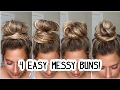 Easy Messy Buns, Quick Bun Hairstyles, Medium Long Hairstyles, Hairstyle Youtube, Easy Bun Hairstyles, Hair Bun Tutorial, Easy Hairstyles For Medium Hair, Messy Buns