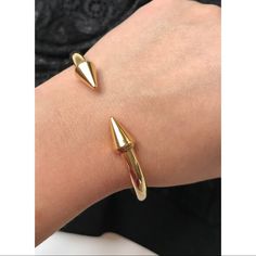 Gold Spikes Bracelet. Trendy Adjustable Everyday Bangle, Trendy Adjustable Jubilee Bracelet Bangle, Everyday Adjustable Metal Cuff Bracelet, Trendy Adjustable Gold Bracelet For Everyday, Trendy Adjustable Gold Jubilee Bracelet, Trendy Nickel-free Bracelets, Trendy Nickel-free Bracelets As Fashion Accessory, Casual Gold Bangle Bracelet, Chic Adjustable Nickel-free Jewelry