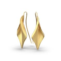 Long Gold Hook earrings With Modern Shape - Oltremare Gioielli Italian Engagement Ring, Italian Gold Earrings, Italian Engagement, Modern Gold Earrings, Elegant Gold Earrings, Raw Gold, Italian Gold Jewelry, 18k Gold Earrings, Italian Craftsmanship