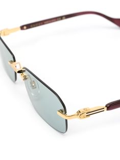 Gucci Eyewear Rimless rectangle-frame Sunglasses - Farfetch Red Rectangle, Lens Logo, Rimless Glasses, Gucci Eyewear, Rectangle Frame, Metal Frames, Gucci Sunglasses, Gold Sunglasses, Retro Aesthetic