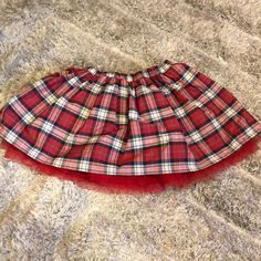 Girls Plaid Skirt With Tulle. Never Worn. Plaid Skirt, Plaid Skirts, Kids Bottoms, Lands End, Red White, Red And White, Plaid, Skirt, Red