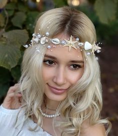 Seashell Crown Starfish Crown Mermaid Crown Beach Bridal - Etsy Mermaid Headpiece, Shell Crowns, Seashell Crown, Flower Vines, Mermaid Braid, Diy Crown, Mermaid Crown