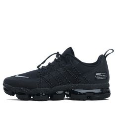 Released in 2018, Nike Air Vapormax has dialed up the sneaker game to another level. The pair replaced the midsole with an Air unit and pod combo, offering you the lightest and most responsive cushioning.\n Matte Black Sporty Sneakers For Sports, Nike Black Sneakers With Reflective Details, Black Urban Sneakers With Reflective Details, Outdoor Black Sneakers With Reflective Details, Black Sneakers With Reflective Details For Outdoor, Black Reflective Outdoor Sneakers, Black Synthetic Sneakers With Reflective Details, Black Sneakers With Reflective Details, Black Running Sneakers With Reflective Details