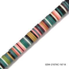 a multicolored striped bracelet is shown on a white background with the words gmm - 2160 - c - 17