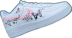 Girls Handmade, Sneakers Athletic, Painted Shoes, Pink Butterfly, Pink Flower, Cute Pink, Air Force 1, Pink Flowers, Air Force