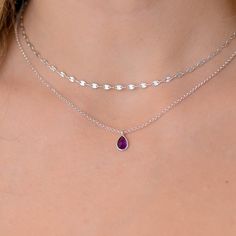 This layered Amethyst birthstone necklace is a set of 2. The chains are solid sterling silver 925. They have an extension so that the size can be adjusted. The one necklace is a plain chain while the other has a teardrop stone on it. Amethyst Birthstone Necklace, Silver Layered Necklace, Amethyst Birthstone, Necklace Amethyst, Layered Necklace Set, Pretty Necklaces, Layered Necklace, Birthstone Necklace, Dainty Necklace