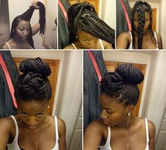 Braided Pompadour and Bun | 21 Awesome Ways To Style Your Box Braids And Locs Crochet Updo, Style Your Box Braids, Braids And Locs, Braids Styles, Braided Styles, Updo Styles