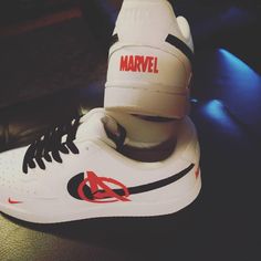 Custom painted avenger nikes Avengers Shoes, Marvel Shoes, Decorated Shoes, Custom Sneakers, Painted Shoes, Tie Shoes, Custom Paint, Athletic Shoes, Avengers