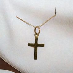 This cross, made by BPJ, is solid 14k yellow gold and measures 17mm in length. Chain not included. Tarnish Resistant 14k Yellow Gold Cross Necklace, Classic 14k Gold Cross Pendant Necklace, Dainty 14k Yellow Gold Cross Necklace, Tarnish Resistant 14k Gold Cross Jewelry, Classic 14k Gold Cross Necklace, Minimalist Tarnish Resistant Yellow Gold Cross Necklace, Classic Yellow Gold Cross Necklace, 14k White Gold Crucifix Cross Necklace, 14k White Gold Cross Necklace