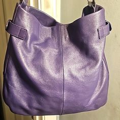 Gap Designer Tote, Purple, Genuine Leather, Handle, Side Buckles, Snap Closure, Sz 14"4.5"11" Excellent Condition (Never Worn Was Packed) Purple Leather Shopping Shoulder Bag, Purple Leather Shoulder Bag For Shopping, Purple Leather Hobo Bag For Travel, Purple Bucket Shoulder Bag With Detachable Strap, Purple Leather Rectangular Hobo Bag, Purple Leather Hobo Tote Bag, Purple Leather Shoulder Bag With Adjustable Strap, Daily Use Purple Soft Leather Shoulder Bag, Elegant Purple Shoulder Bag With Adjustable Strap