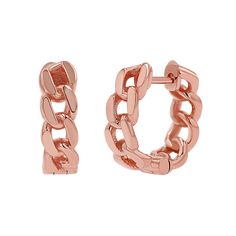 We turned our best selling Cuban chains into a huggie, and there is nothing cooler than these Cuban Link Huggie hoops. Substantial AND chunky, they are sure to strike a golden glow. Perfect for a dressed down casual vibe but easily made elegant with a diamond pairing, this is the look you will want to show off all day Trendy Rose Gold Tarnish-resistant Huggie Earrings, Trendy Rose Gold Hoop Huggie Earrings, Huggies Hoop Earrings, Cuban Chains, Linking Rings, Golden Glow, Gold Piece, Rings Bracelets, Earring Sale