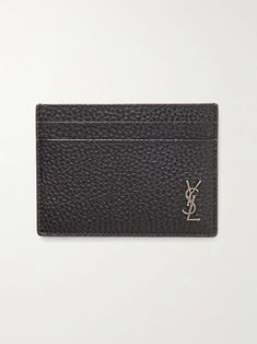 SAINT LAURENT's accessories are so classic and timeless. This cardholder is made from full-grain leather and detailed simply with the house's storied monogram plaque and four slots. The streamlined shape will be barely noticeable when it's in your pocket. Luxury Leather Wallet With Grained Texture, Luxury Wallets With Grained Texture For Formal Occasions, Formal Leather Wallet With Grained Texture, Elegant Leather Wallet With Grained Texture, Designer Leather Card Holder With Card Slots, Classic Textured Leather Card Holder For Formal Use, Elegant Leather Card Holder, Formal Textured Leather Card Holder, Designer Leather Card Holder