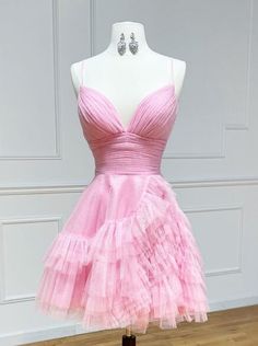 Homecoming Dress 2023 Homecoming, Skirt With Ruffles, Tulle Homecoming Dress, Hoco Dress, Blue Tulle, A Line Shorts, Custom Size Dresses, Pink Ruffle, Hoco Dresses