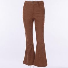 This vintage-inspired corduroy flare is a fashion must. Featuring a button fly, front and back pockets and flare legs. Made with a corduroy and cotton blend and comes in three fabulous colors from which to choose. Bell Pants, High Waist Wide Leg Pants, Vintage Flare, Cotton Jeans, Color Marron, Hip Dress, Jeans Women, Office Ladies, Corduroy Pants