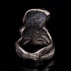 "Hand sculpted Barn Owl ring in sterling silver. This ring is very unique, the barn owl is an impressive and mysterious bird of prey. It suits men and women as well and even though this ring is wide on the front side, It is very comfortable on the finger. Carved by hand in the lost wax technique. Great gift for owl lovers. The barn owl, amazing and beautiful white owl as a totem animal associated with magic, clairvoyance and also called night eagle. It also symbolizes wisdom as it can see in the Barn Owl Ring, Woodland Witch, Witch Ring, Sculpted Jewelry, Witch Rings, Totem Animal, Owl Ring, Animal Ring, Suits Men