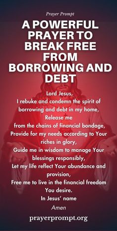 a prayer for the power of prayer to break free from borowing and debt