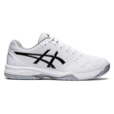 the white and black asics shoes are on display in front of a white background