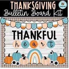 a wooden sign that says, thanksgiving bulletin board kit