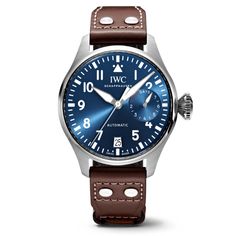 IWC Schaffhausen Big Pilot’s Watch Edition “Le Petit Prince” Blue Leather Watch With Subdials, Blue Timeless Watch With Leather Strap, Classic Blue Leather Watch, Classic Blue Leather Watches, Formal Blue Watch With Leather Strap, Iwc Schaffhausen, Iwc Pilot, Iwc Watches, Pilot Watch