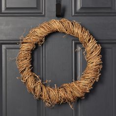 a close up of a wreath on a door