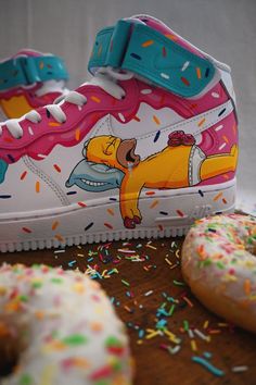 The Simpsons Nike Air Force 1 Mid Custom Shoes Hand Painted - Etsy Hungary Air Force 1 Mid Custom, Homer Donut, Homer Donuts, Painted Shoes Diy, Custom Sneakers Diy, Custom Painted Shoes, Custom Shoes Diy, Nike Air Force 1 Mid, Painted Sneakers