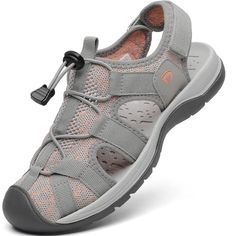 PRICES MAY VARY. PROTECTIVE TOE CAP: Toe caps provides a nice support for your feet and helps you to avoid the hurt and injury to the toes. BREATHABLE LIGHTWEIGHT UPPER: Quick-drying ports for air and water flow. The soft mesh uppers dry quickly, allow for maximum air flow and bring the comfortable feeling when you hiking or sport. ADJUSTABLE & CONVENIENT: The combination of the elastic shoes mouth and heel pull loop allows you to easily take on or off shoes without shoelaces while adjusting tig Beach Volley, Athletic Sandals, Comfortable Walking Shoes, Water Sandals, Hiking Sandals, Walking Sandals, Thick Socks, Hiking Women, Sport Sandals