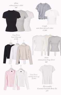 Closet Basics Aesthetic, Tops You Need, Clothes Basics For Women, Clean Girl Tops, Must Haves Clothes, Outfit To Go Shopping, Basic Tshirt Outfit, Mall Fits, Basic Clothes Essentials