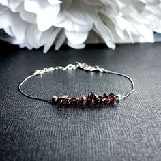 Beginner Witches, Dainty Anklet, Raw Garnet, Garnet Birthstone, Best Friend Necklaces, Energy Bracelets, Garnet Bracelet, Birthstone Bracelet, Bracelet Dainty