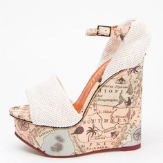 Charlotte Olympia Slingback Sandals Us4.5 Eu34.5 Africa Map Wedge Brand: Charlotte Olympia Model: Ole001209 Style: Slingback Colour: White Accents: Woven / Ankle Strap Closure: Buckle Heel Style: Wedge Eu Shoe Size: 34.5 Us Shoe Size: 4.5 Upper Material: Textile Lining Material: Leather Outsole Material: Leather Country/Region Of Manufacture: Italy Brand New And Unworn, But There Are Marks To The Insole From Storing. 5” Heel. Would Best Fit A Us 4 Or 4.5, Eu 34 Or 34.5. Insole Measures Approxima White Leather Slingback Wedge Sandals, White Platform Slingback Wedge Sandals, White High Heel Platform Wedge Sandals, White Wedge Sandals With Heel Strap For Vacation, White Slingback Wedge Sandals For Beach, Luxury Platform Heels For Vacation, White Wedge Sandals With 4-inch Heel For Summer, White Ankle Strap Wedge Sandals With 4-inch Heel, White Wedge Sandals With 4-inch Heel And Ankle Strap