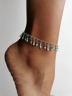 ANKLET LENGTH 20 cm - 25 cm / 7.8" - 9.8" * RHODIUM PLATED FINDINGS * MIYUKI AND GLASS BEADS * NOT EASY TARNISH DESIGNED & HANDCRAFTED  by Léonéle Coaté This item is exclusive handcrafted design that will not be re-created again. If you are interested in any more detailed information about this creation, please feel free to write me a message. I'd be glad to assist you! FOLLOW ME ON SOCIAL MEDIA  Instagram * @JadoreCouture  Instagram * @Leonele.Coate FaceBook * Léonéle Coaté Pinterest * Léonéle Anklet Silver, Beaded Anklet, Silver Anklet, Anklets Boho, Beaded Anklets, Silver Anklets, Foot Jewelry, Anklet Jewelry, Turquoise Beads