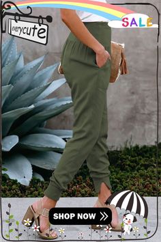 Green Pocketed Cotton Joggers Solid Color Pull-on Bottoms For Day Out, Solid Pull-on Style Bottoms For Day Out, Summer Stretch Cargo Pants With Tapered Leg, Summer Stretch Tapered Leg Cargo Pants, Khaki Pants With Pockets For Day Out, Trousers With Side Pockets For Day Out, Summer Wide Leg Joggers With Pockets, Wide Leg Summer Joggers With Pockets, Summer Wide-leg Joggers With Pockets