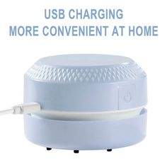 an image of a blue and white device with the words usb charging more convenient at home