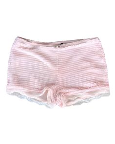 Lace trimmed mini bloomer shorts with bow detail and elastic waistband Pink Bloomers, Buckle Bunny, Bloomer Shorts, Ruffle Bloomers, Pastel Party, Bloomers Shorts, Ruffle Shorts, Mini Shorts, Pink Mini