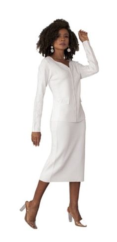 Kayla Knit 5300 2 piece Knit Skirt Suit Colors: White Jacket Length: 24" Skirt Length: 33" Sizes: 6, 8, 10, 12, 14, 16, 18, 20, 22, 24 Suit Colors, Church Suits And Hats, Plus Size Skirt, Church Fashion, Curvy Fashionista, Church Suits, Church Outfits, Plus Size Skirts, Little White Dresses