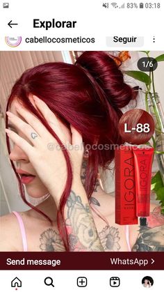 Level 6 Red Hair Color, Igora Hair Color, Pelo Color Vino, Cherry Hair Colors, Wine Hair Color, Dark Red Hair Color, Cherry Red Hair