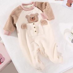 [3M-24M] Little Baby Cute Bear Long-Sleeved Thick Romper Extra Clothes, Maternity Dresses For Photoshoot, Maternity Maxi, Perfect Baby Shower, Photoshoot Dress, Maternity Gowns, Pregnancy Maxi Dress, Perfect Baby Shower Gift, Cute Bear