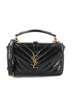 College Mini Chain Bag from Saint Laurent | Saint Laurent Women's College Mini Chain Bag in Black | SS24 Mini Chain Bag, Chain Bag, Chain Bags, Leather Handbags, Saint Laurent, Handbags, Chain, Leather, Black