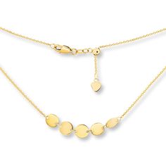 Five round disks of 14K yellow gold shimmer beautifully in the center of this lovely choker necklace for her. Adjustable to 16 inches in length, the cable chain secures with a lobster clasp. Diamond Choker Necklace, Gold Stock, Jewelry Advice, Necklace For Her, Diamond Choker, Jewelry Style, Fancy Diamonds, Gold Choker, Black Necklace