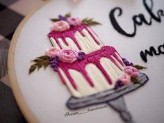 a close up of a cake with flowers on it