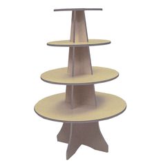 three tiered cake stand on white background with clippings to cut out the top