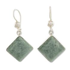 Framed in sleek sterling silver faceted Maya jade is captivating. Zandra Lorena Sajbin sets the diamond-shaped gems in handcrafted earrings evoking a cool green lake in the forest. Modern Jade Gemstone Jewelry, Diamond-shaped Pierced Jewelry Gift, Modern Jade Jewelry For Anniversary, Sterling Silver Rectangular Jewelry For May Birthstone, Jade Jewelry With Polished Finish For Anniversary, Classic Jade Jewelry With Matching Earrings, Formal Jade Dangle Jewelry, Formal Pierced Jade Jewelry, Anniversary Jade Jewelry With Polished Finish