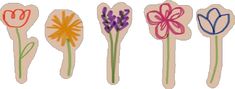 six flowers are arranged in the shape of spoons