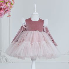 This dazzling pink baby girl dress designed by LoliBabyStyles is enough to make your princess happy. Designed to wear at weddings, birthdays, parties, Christmas and daily life. Thanks to the 1st. class pink velvet fabric and powder tulle skirt, all eyes will be on your princess while she has fun in comfort 😍. 👗FABRIC Upper Body: Lycra Velvet ✔ Lower Body: Powder Tulle ✔ Inner Lining: 100% Cotton ✔ 👗SIZE There is a size option for every girl between the ages of 0-14. ✔ You can choose the size Pink Long Sleeve Princess Dress With Ruffles, Pink Long Sleeve Princess Dress For Dress-up, Pink Long Sleeve Pageant Dress, Pink Fitted Long Sleeve Princess Dress, Elegant Long Sleeve Pink Princess Dress, Pink Princess Long Sleeve Tutu Dress, Pink Long Sleeve Princess Tutu Dress, Pink Tulle Princess Dress For Pageants, Pink Long Sleeve Tutu Dress With Ruffles