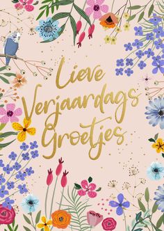 a pink background with flowers and words that says vie verandagas gretees