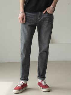 Editor's Notes Tapered denim pants designed by HALBKREIS LAYOUT. It is a versatile item that is good to be matched with various stylings. - Basic must-have item- Versatile item- Durable material- Side and back pockets Measurements(in.)Size: S / M / L / XLTotal Length: 37.8 in. / 38.2 in. / 38.6 in. / 39 in.Waist: 15.4 in. / 16.1 in. / 16.9 in. / 17.7 in.Thigh: 11.8 in. / 12.2 in. / 12.6 in. / 13 in.Rise: 11 in. / 11.2 in. / 11.4 in. / 11.6 in.Hem: 6 in. / 6.2 in. / 6.4 in. / 6.6 in.  *Model info (Light Blue): Height 6' 03 / Weight 136.7 lbs / Fitting size M*Model info (Blue): Height 6' 04 / Weight 147.7 lbs / Fitting size M*Model info (Black): Height 5' 94 / Weight 147.7 lbs / Fitting size M Composition & Care- 99% Cotton, 1% Polyurethane- Please check the Black Tapered Leg Cropped Jeans, Streetwear Cropped Tapered-leg Jeans With Five Pockets, Five-pocket Tapered Leg Cropped Jeans For Streetwear, Streetwear Cropped Tapered Leg Jeans With Five Pockets, Tapered Leg Cropped Jeans With Five Pockets For Streetwear, Casual Tapered Cropped Cotton Jeans, Tapered Cropped Cotton Jeans, Black Tapered Straight Leg Jeans, Spring Washed Black Tapered Leg Jeans