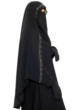 Sherice Ghashwa  | Al Shams Abayas 2 Elegant Dabka Khimar, Elegant Dabka Khimar For Eid, Elegant Long Niqab For Eid, Elegant Maxi Length Niqab For Eid, Elegant Long Hijab For Eid, Abaya And Niqab, Garment Workers, Niqab, Style Tips