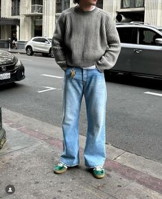 Knitwear Men Outfit, Men Linen Outfit Summer, Baggy Jeans Outfits, Jeans Outfit Men, Jeans Outfits, Guys Clothing Styles, Mens Outfit Inspiration, Cool Outfits For Men