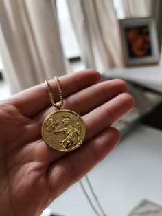 Description: - Chain Length is approximately 45cm.  - Coin Pendant is 0.95 inch or 2.4cm in diameter.  - Material: Gold Filled Returns and Refunds: - Refunds and Cancellations within 24 hours of purchase. - All Returns and Exchanges within 30 days of purchase.  Shipping: - Free shipping via USPS Ground across anywhere in the US. - Due to our items being all custom made to order please allow 3-5 days for handling and processing not including shipping time. Tracking information will be updated as soon as item is ready to be shipped. About Us: - We are a small business located in NY that loves making punk and gothic themed gold  jewelry and accessories with dainty and minimalist styles. We greatly appreciate each and every sale and support. Silver Tarnish Resistant Necklace For Wedding, Silver Tarnish Resistant Wedding Necklace, Silver Tarnish-resistant Wedding Necklaces, Silver Tarnish-resistant Wedding Necklace, Spiritual Round Pendant Necklaces For Wedding, Tarnish Resistant Round Pendant Charm Necklaces For Weddings, Tarnish Resistant Round Pendant Charm Necklace For Wedding, Tarnish Resistant Round Necklace For Wedding, Wedding Tarnish Resistant Round Pendant Charm Necklace