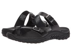 PRICES MAY VARY. Cushioned comfort footbed Double Adjustable Straps Fabric Strap, Black Shoes Women, Buckle Sandals, Skechers Women, Designer Sandals, Thong Sandals, Free Clothes, Metal Buckles, Shoes Black