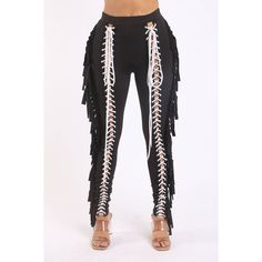 Womens Chic Lace Up Detailed Fringe Pants Fashion Stylish Tassels Slim Trousers Condition: New With Tags Accents: Fringe Style: Fringe Pants Material: 88% Polyester, 12% Spandex Fit: Slim Type: Pants Features: Breathable, Comfort, Slimming Color: Black Closure: Lace Up Leg Style: Skinny The Model Is Wearing Small Height 5'3" Bust 35.5 Waist 25 Hip 40 Tags Sexy,Shirts,T,White,Sleeve,Neck,Top,Tops,Tee,V,Tshirts,Black,Long,Cotton,Casual,Losse,Essentials,Tees,Summer,Fit,Basic,Soft,Plain,Crew,Round,B Trendy Tasseled Bottoms For Party, Trendy Party Bottoms With Tassels, Fitted Bottoms With Tassels For Spring, Chic Bottoms With Tassels For Night Out, Trendy Fitted Bottoms With Tassels, Black Bottoms With Tassels For Night Out, Black Casual Bottoms With Tassels, Casual Black Bottoms With Tassels, Spring Black Bottoms With Tassels